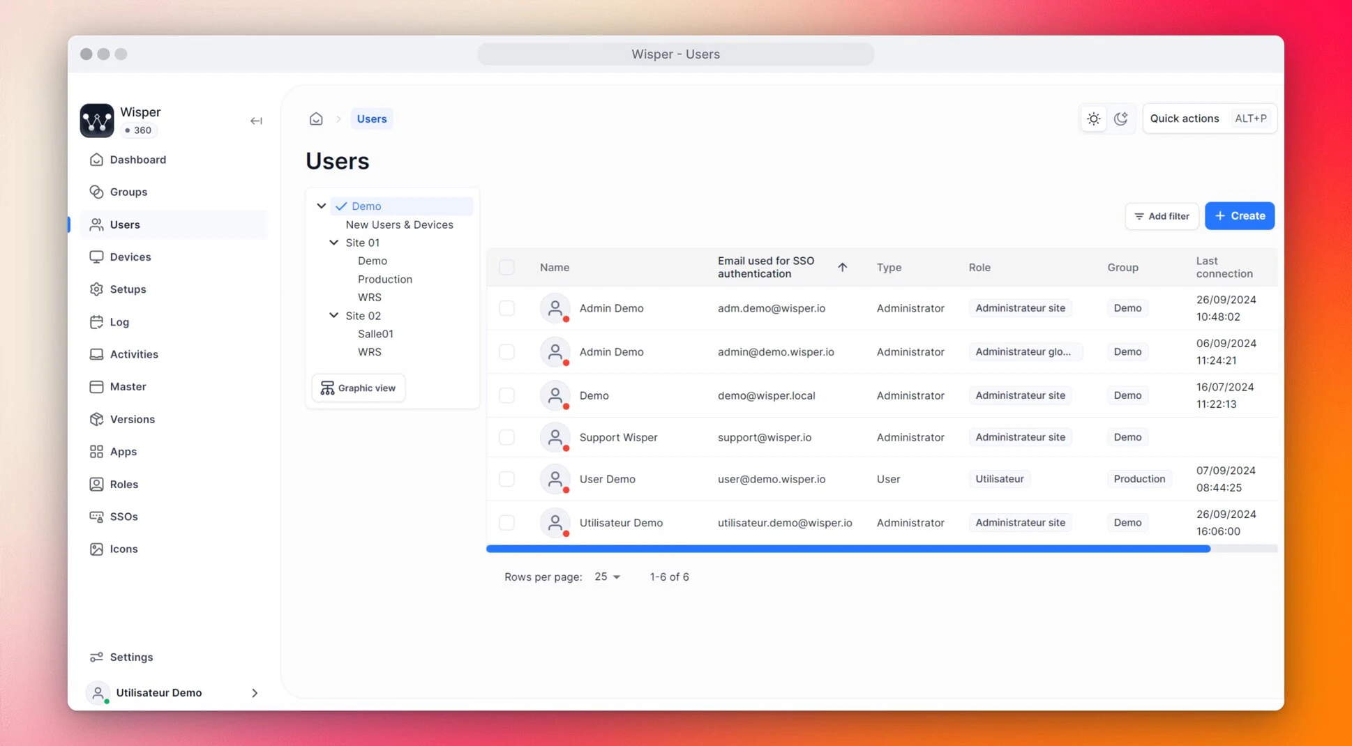 screenshot of Wisper 360